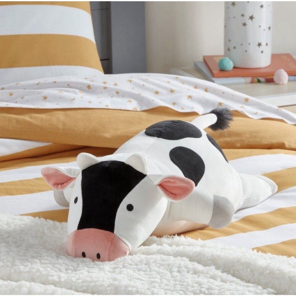 Pillowfort Weighted Plush Black White Cow Throw Pillow - 3 lbs NWT
